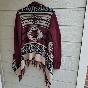 Alya Aztec tribal waterfall fringe open Cardigan S